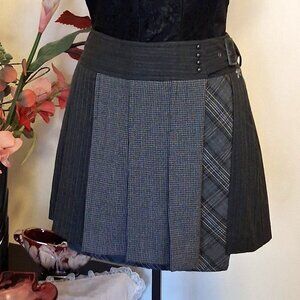 NWT DEPT Pleated Gray Mini High Waist Short Skirt Women’s Fall Winter Skirts 14